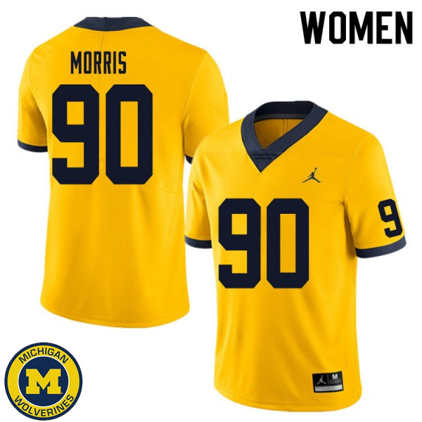 Women's Michigan Wolverines #90 Mike Morris Yellow Player Football Jersey